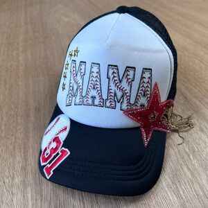 MAMA Baseball Trucker Hat Rhinestone Star Mesh Back Adjustable Cap